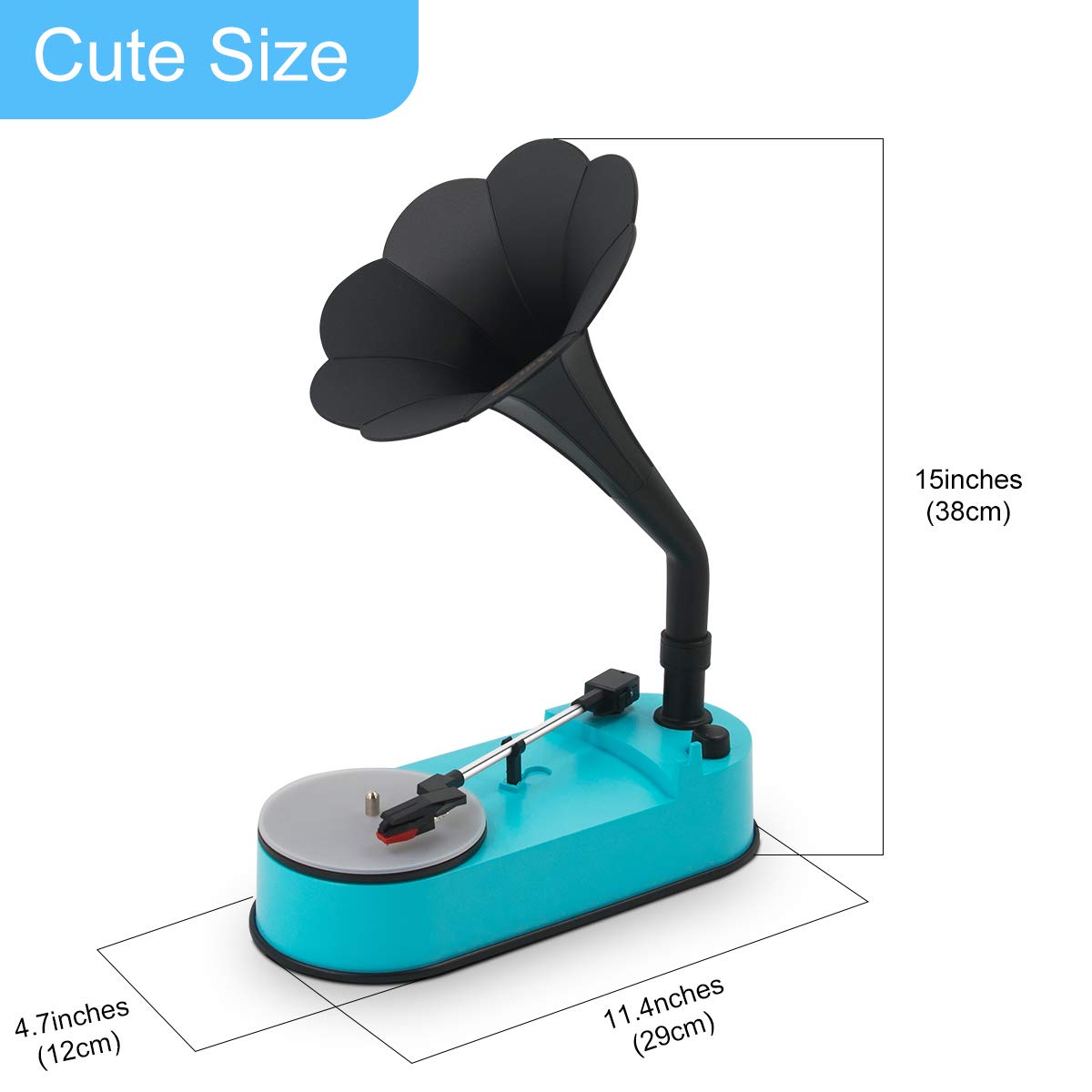 Turntable Record Player with Horn Speaker for 33/45 RPM Records,Mini Gramophone (6973332619447)